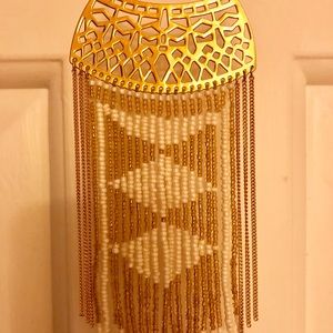 Stella & Dot White & Gold Fringe Necklace